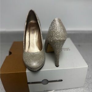 Call It Spring light golden Silver mix Glitter Heels worn once only